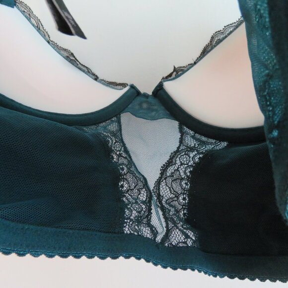 VICTORIA'S SECRET Very Sexy Push Up Corset Bra Green Satin Lace - Size 34DD NWT - Picture 14 of 16